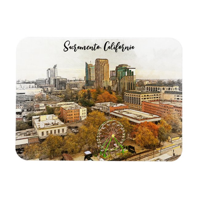 Vacker Sacramento California City View Magnet (Horisontell)