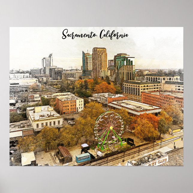 Vacker Sacramento California City View Poster (Framsidan)