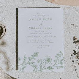 Vacker Sage Linjekonst Bröllop Inbjudningar