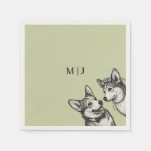 Vacker Salviagrön - Whimsical Corgi Bröllop
