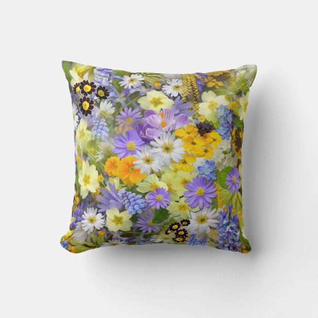 Vacker samling färgglada blommor kudde (Framsida)