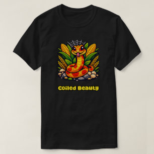 Vacker Sammanrullad Majestätisk Orm Reptil Design T Shirt