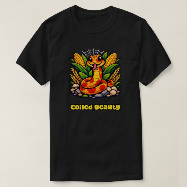 Vacker Sammanrullad Majestätisk Orm Reptil Design T Shirt (Design framsida)