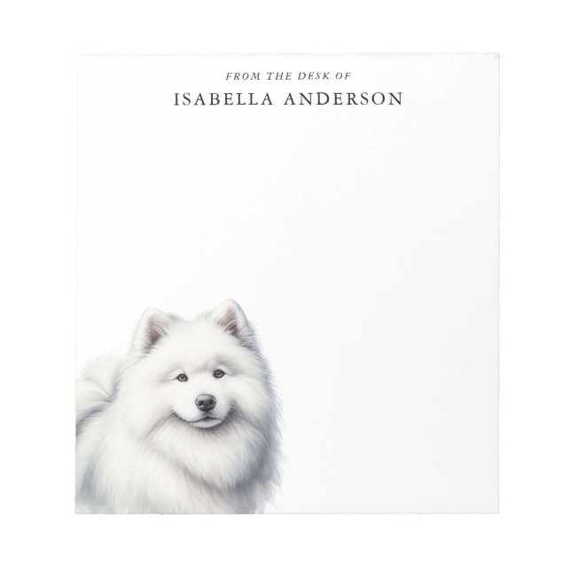 Vacker Samoyed från skrivbordet Anteckningsblock (Framsida)