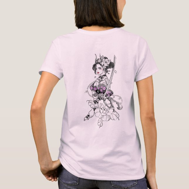 "Vacker Samurai Geisha med Katana" T Shirt (Baksida)