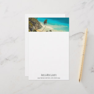 Vacker Sandy Beach Tropical Paradise Brevpapper