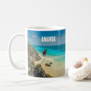 Vacker Sandy Beach Tropical Paradise Kaffemugg