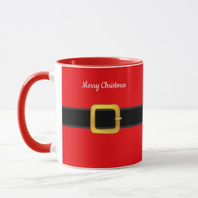 Vacker Santa Claus julbälte Tvåtons kof Mugg (Vänster)