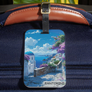 Vacker Santorini Greece Ocean View Bagagebricka