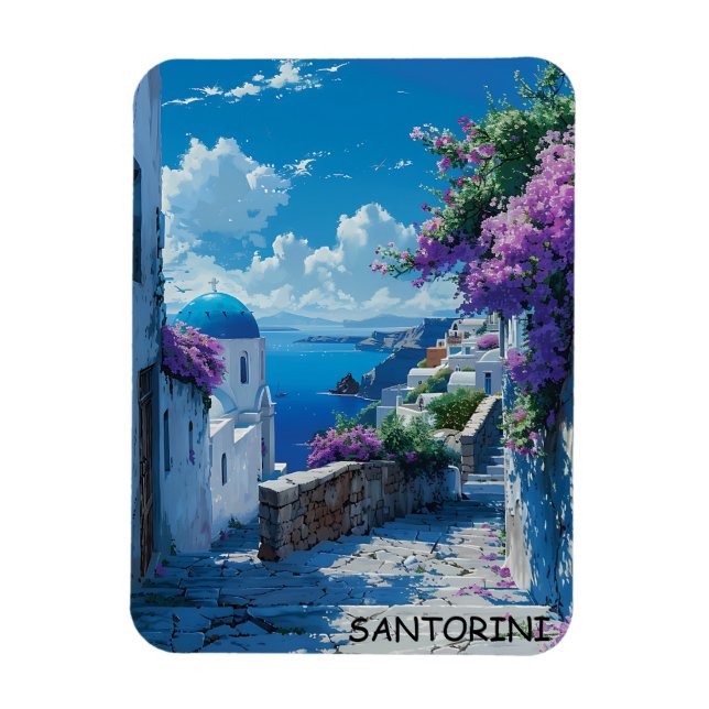 Vacker Santorini Greece Ocean View Magnet (Vertikal)