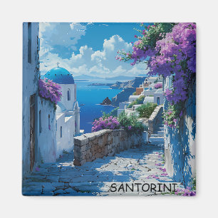 Vacker Santorini Greece Ocean View Magnet