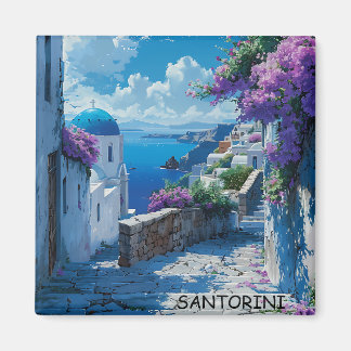 Vacker Santorini Greece Ocean View Magnet