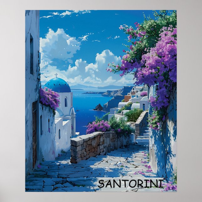 Vacker Santorini Greece Ocean View Poster (Framsidan)