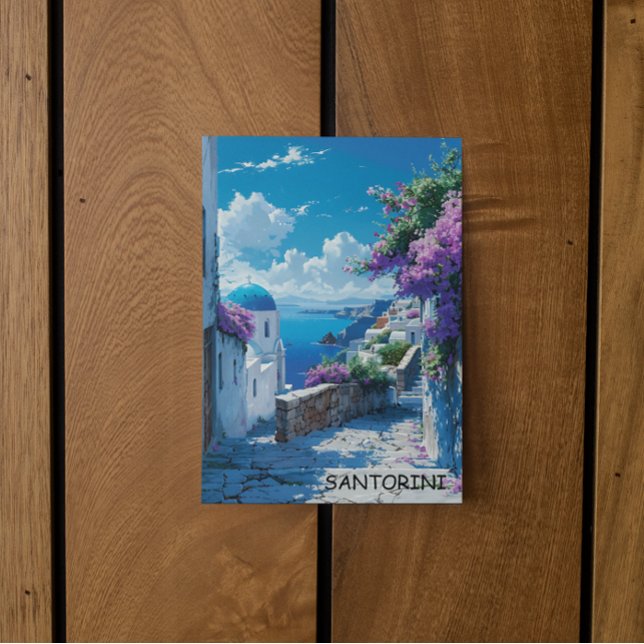 Vacker Santorini Greece Ocean View Vykort (santorini greece coastal view travel postcard)