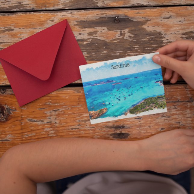 Vacker Sardinien Italien Medelhavslandskap Vykort (sardinia landscape panorama view postcard)