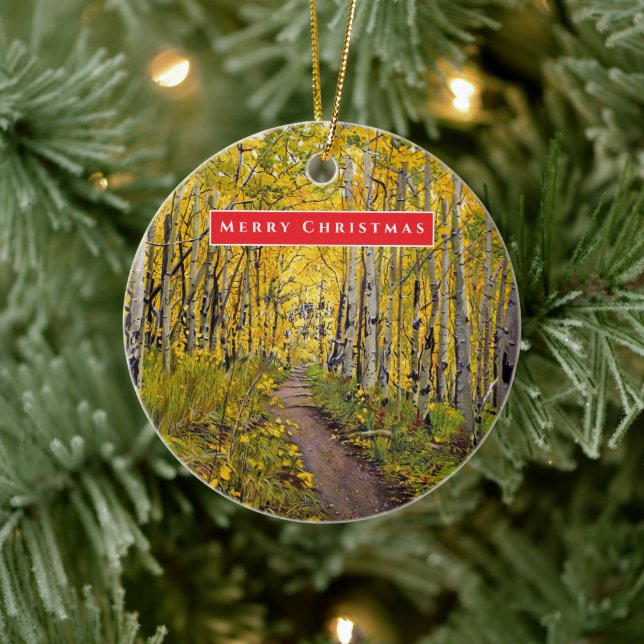 Vacker Scenia Aspen Träd Grove Julgransprydnad Keramik (Träd)