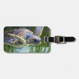 Vacker Sea Turtle Swimming Bagagebricka