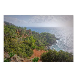 Vacker Seashore på Isle of Crete, Grekland Fototryck