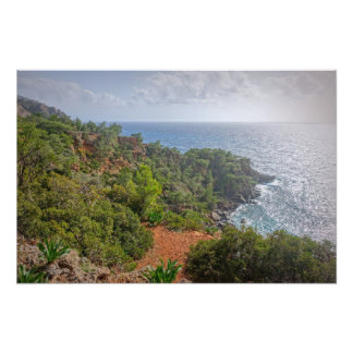 Vacker Seashore på Isle of Crete, Grekland Fototryck