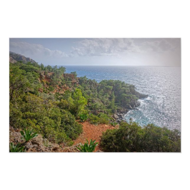 Vacker Seashore på Isle of Crete, Grekland Fototryck (Framsidan)