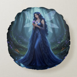 Vacker September Sapphire Fairy Rund Kudde