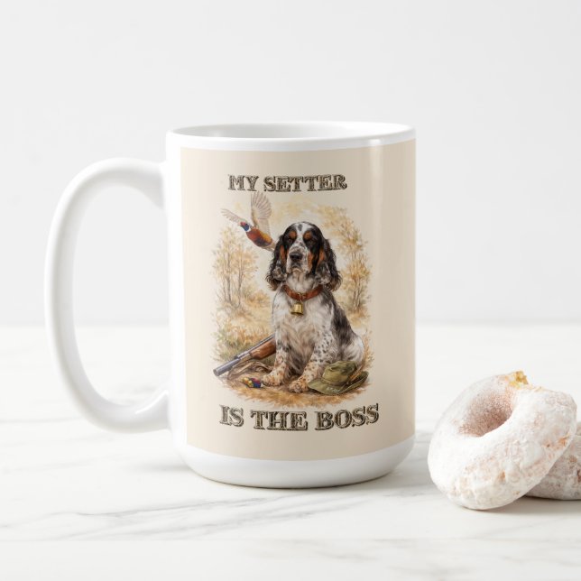 Vacker Setter med Fasaner, Konst Kaffemugg (Med munk)