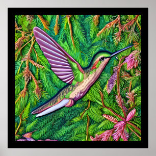Vacker shabby chic liten kolibri. poster