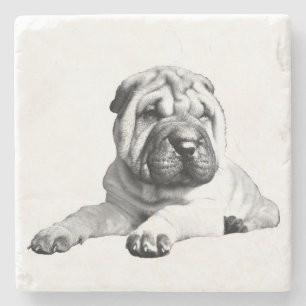 Vacker Shar Pei marmorkoppunderlägg Stenunderlägg