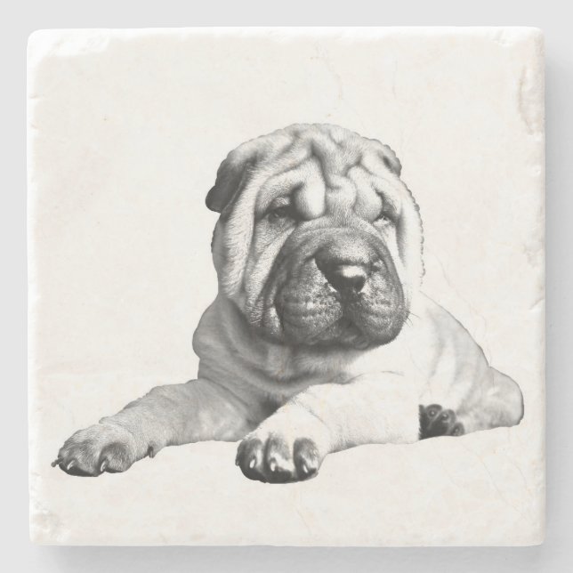 Vacker Shar Pei marmorkoppunderlägg Stenunderlägg (Framsidan)
