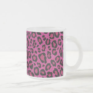 Vacker shock rosa leopard skin glitter shine frostad glasmugg