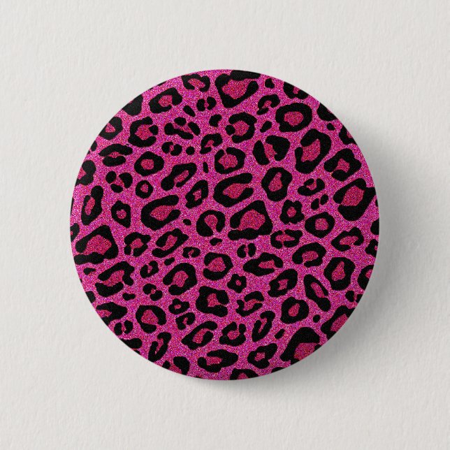 Vacker shock rosa leopard skin glitter shine knapp (Framsida)