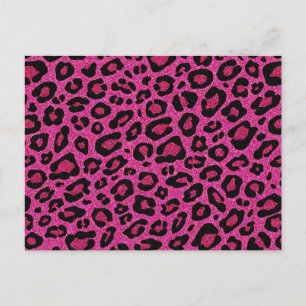 Vacker shock rosa leopard skin glitter shine vykort