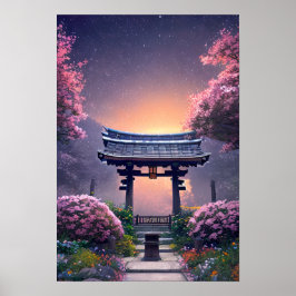 Vacker Shrine vid Sunset Poster