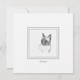 Vacker siamese Cat Chalk Teckning Anteckningskort