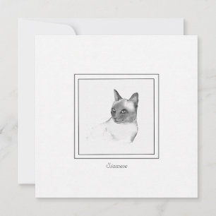 Vacker siamese Cat Chalk Teckning Anteckningskort