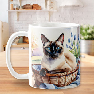 Vacker siamesisk katt Husdjursras Elegant konst Ka Kaffemugg