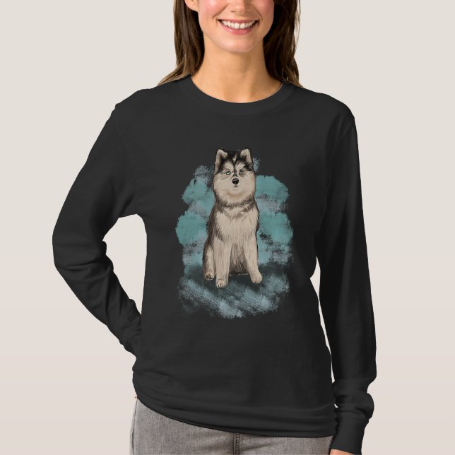 Vacker sibirisk husky t shirt (Framsida)