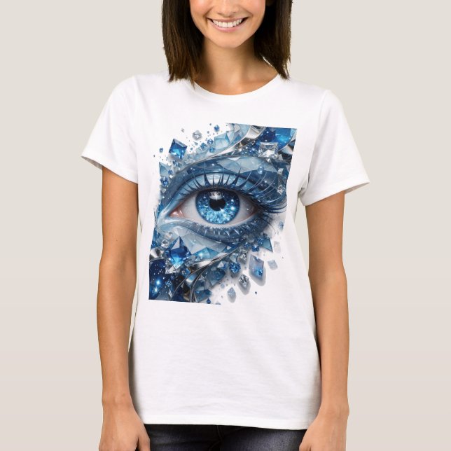 Vacker silver BLÅ IS ÖGA Statement-design T Shirt (Framsida)