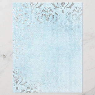 Vacker silver & blå vintage scrapbookpapper