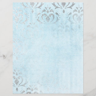 Vacker silver & blå vintage scrapbookpapper