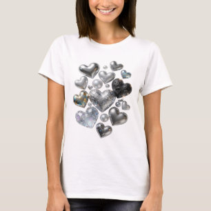 Vacker silver HJÄRTAN OCH STJÄRNOR Shirt Design T