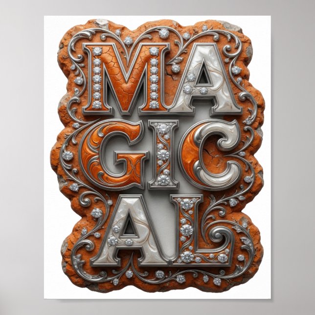 Vacker silver MAGISK utsagndesign Poster (Framsidan)