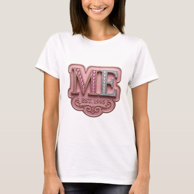 Vacker Silver ME EST 1995 Konstnärlig Motiv T Shirt (Framsida)