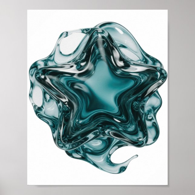 Vacker Silver STAR BALL Textdesign Poster (Framsidan)