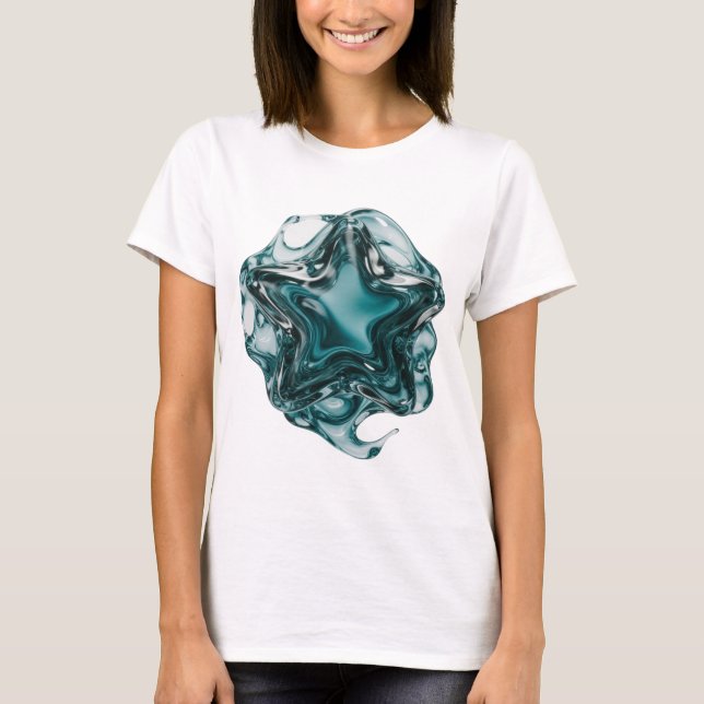 Vacker Silver STJÄRN BOLL Text Design T Shirt (Framsida)