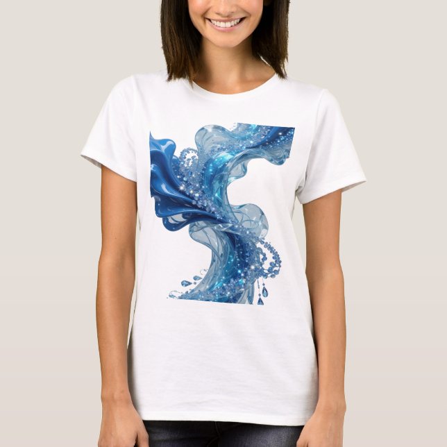 Vacker silver WATER'S WAVE Citat T-shirt (Framsida)