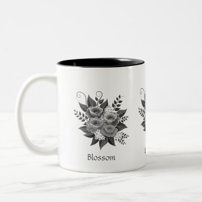 Vacker silverblomsterbukett Två-Tonad mugg (Vänster)