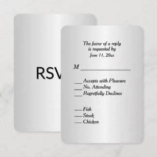 Vacker silvergradientglans RSVP med meny