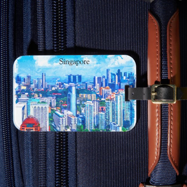 Vacker Singapore Asia Panorama-vy Bagagebricka (Framsida Insitu 4)