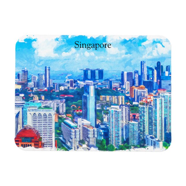 Vacker Singapore Asia Panorama-vy Magnet (Horisontell)